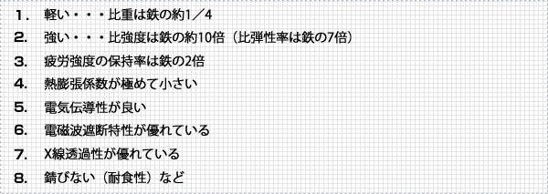 CFRP(カーボン繊維FRP)の優れた特性