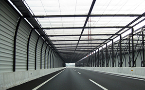 A highway（soundproof wall）