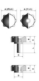 Tタイプ ノブボルト・ノブナット設計図