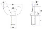 冷間圧造製蝶ボルト設計図