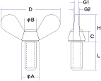 冷間圧造製蝶ボルト1種設計図